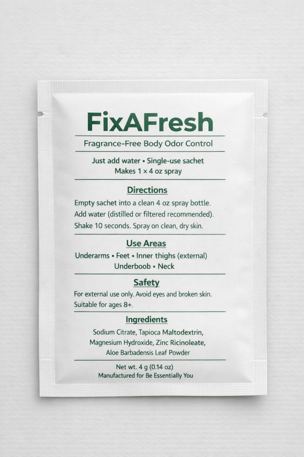 FixAFresh™ Travel Body Care Kit – 3 Sachets + Refillable Spray Bottle