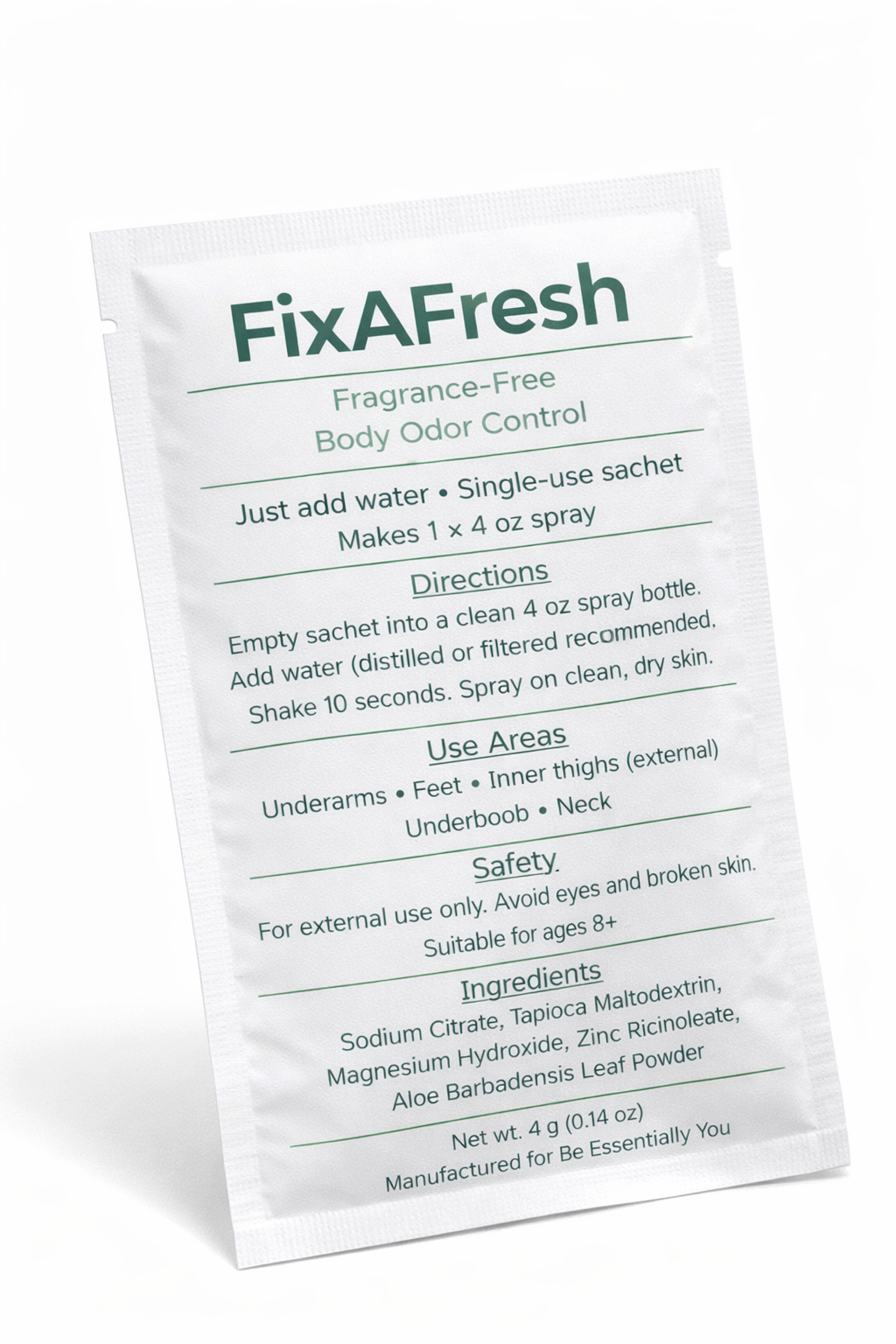 FixAFresh™ Travel Body Care Kit – 3 Sachets + Refillable Spray Bottle