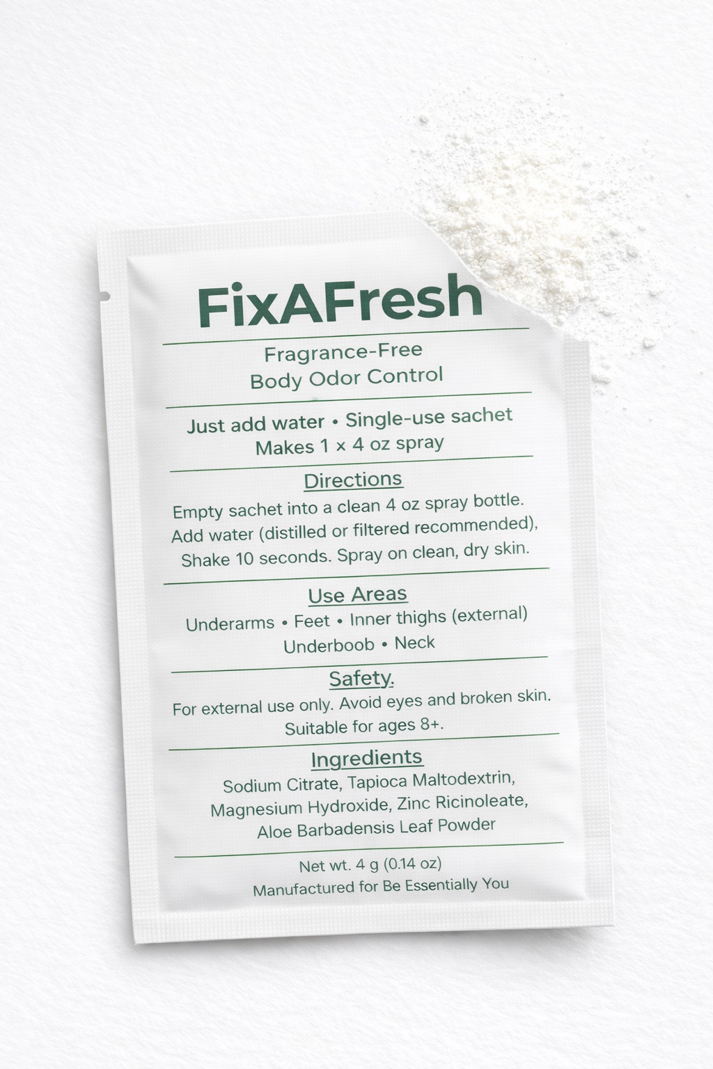 FixAFresh™ Travel Body Care Kit – 3 Sachets + Refillable Spray Bottle